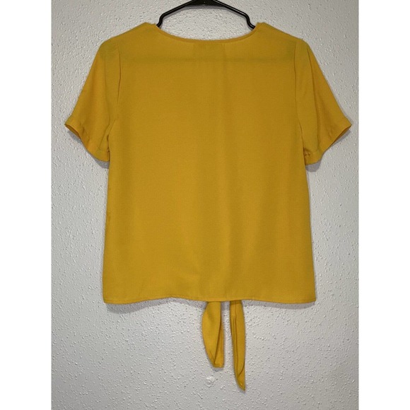 Madewell Shirt Women's Size XXS Novel Tie-Front V-neck Top Color Yellow Mustard - Picture 2 of 8
